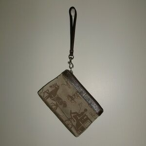 Vintage tan leather Coach horse wristlet